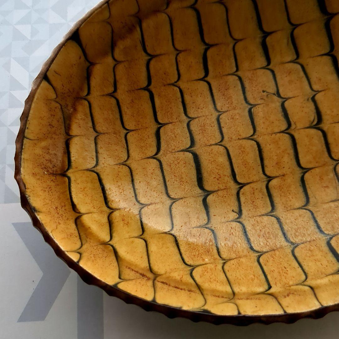 十場天伸 初期作品 スリップウエア 楕円形深皿 つくも窯