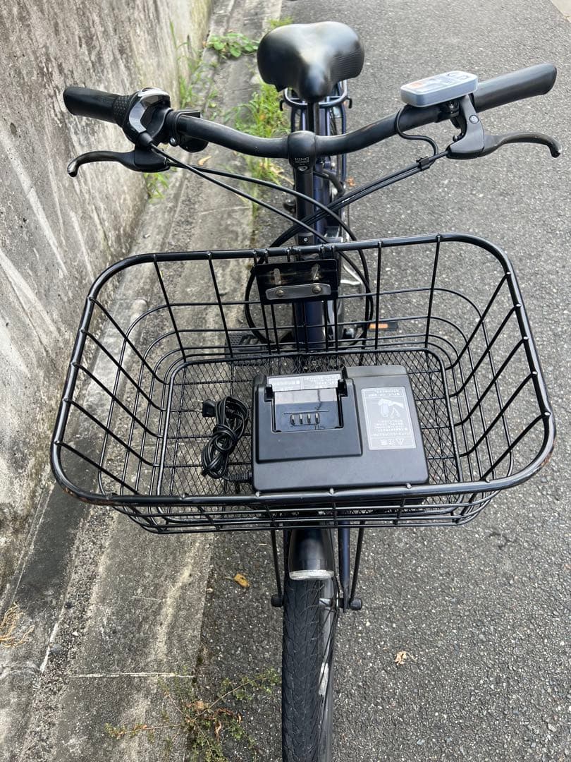 パナソニック　電動アシスト自転車 ネイビー 前バスケット付き