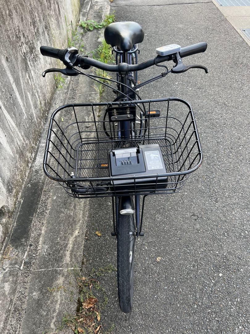 パナソニック　電動アシスト自転車 ネイビー 前バスケット付き