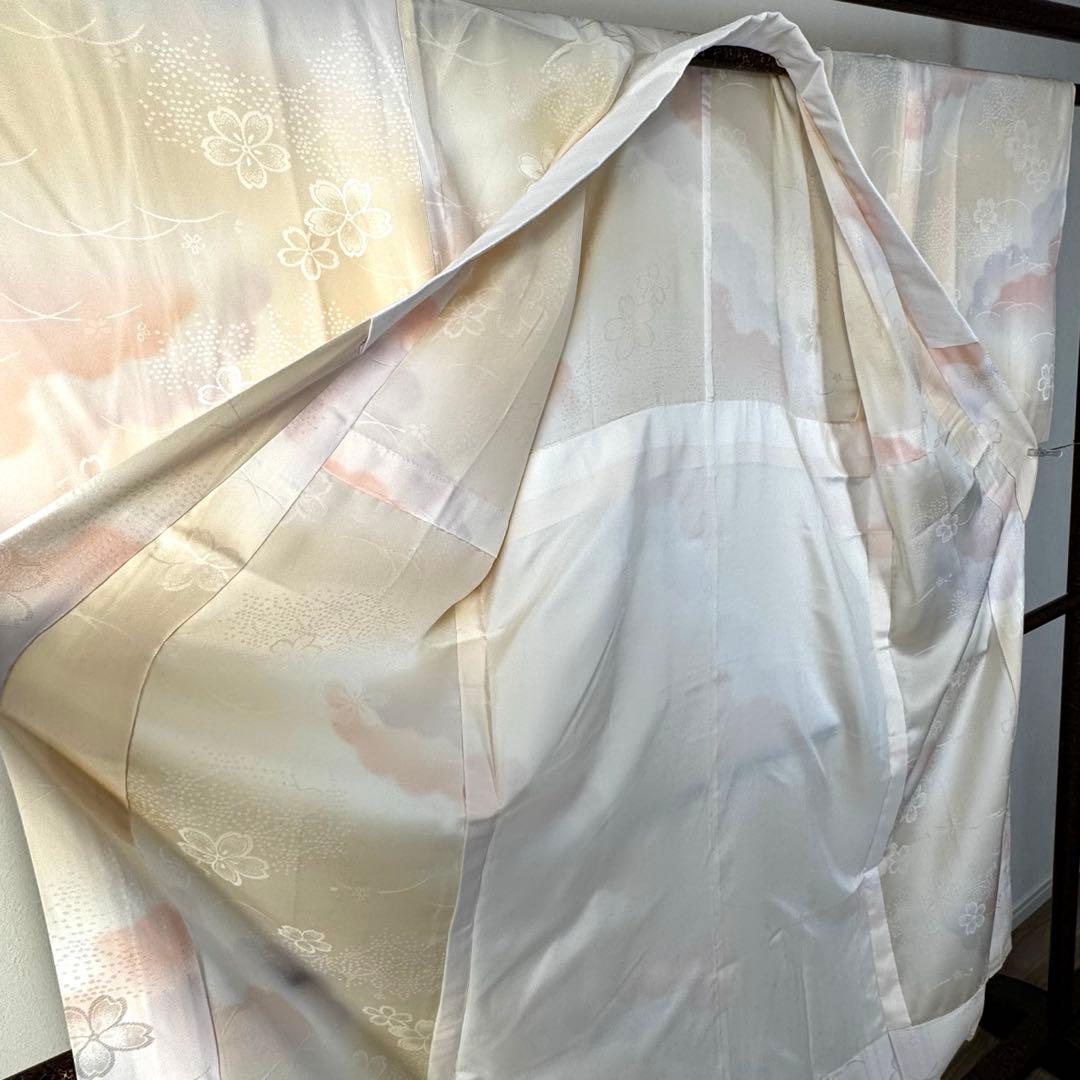 しつけ付き　現代　正絹　長襦袢　袖無双　着物　広衿　138裄67 ピンク　薄紫