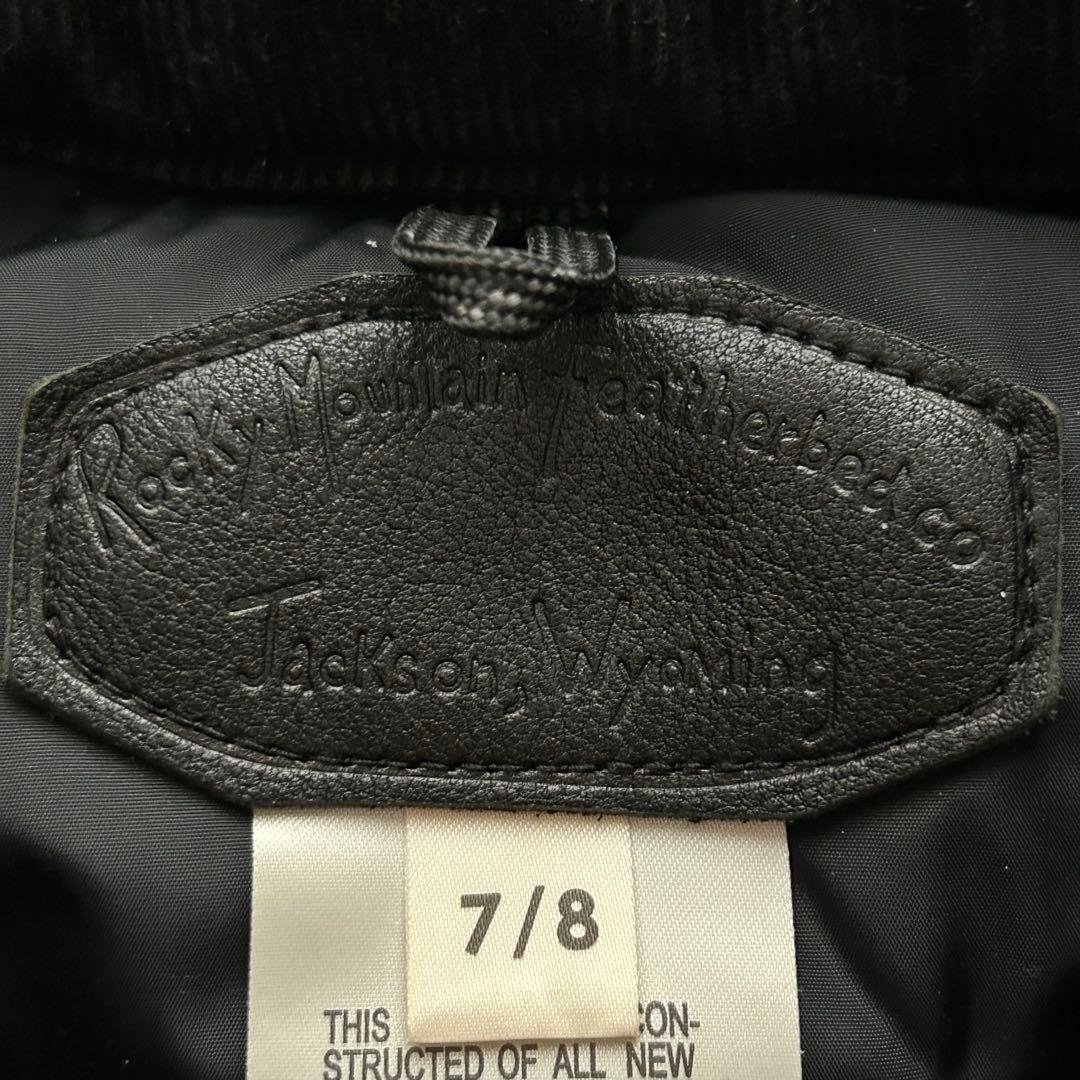 ロッキーマウンテンフェザーベッド ダウンベスト ブラックデニム レザーヨーク