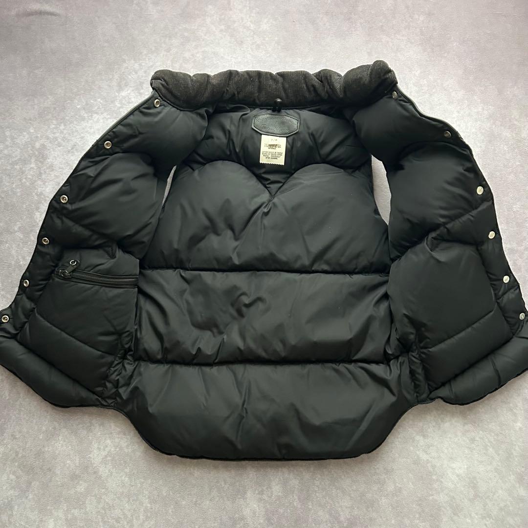 ロッキーマウンテンフェザーベッド ダウンベスト ブラックデニム レザーヨーク