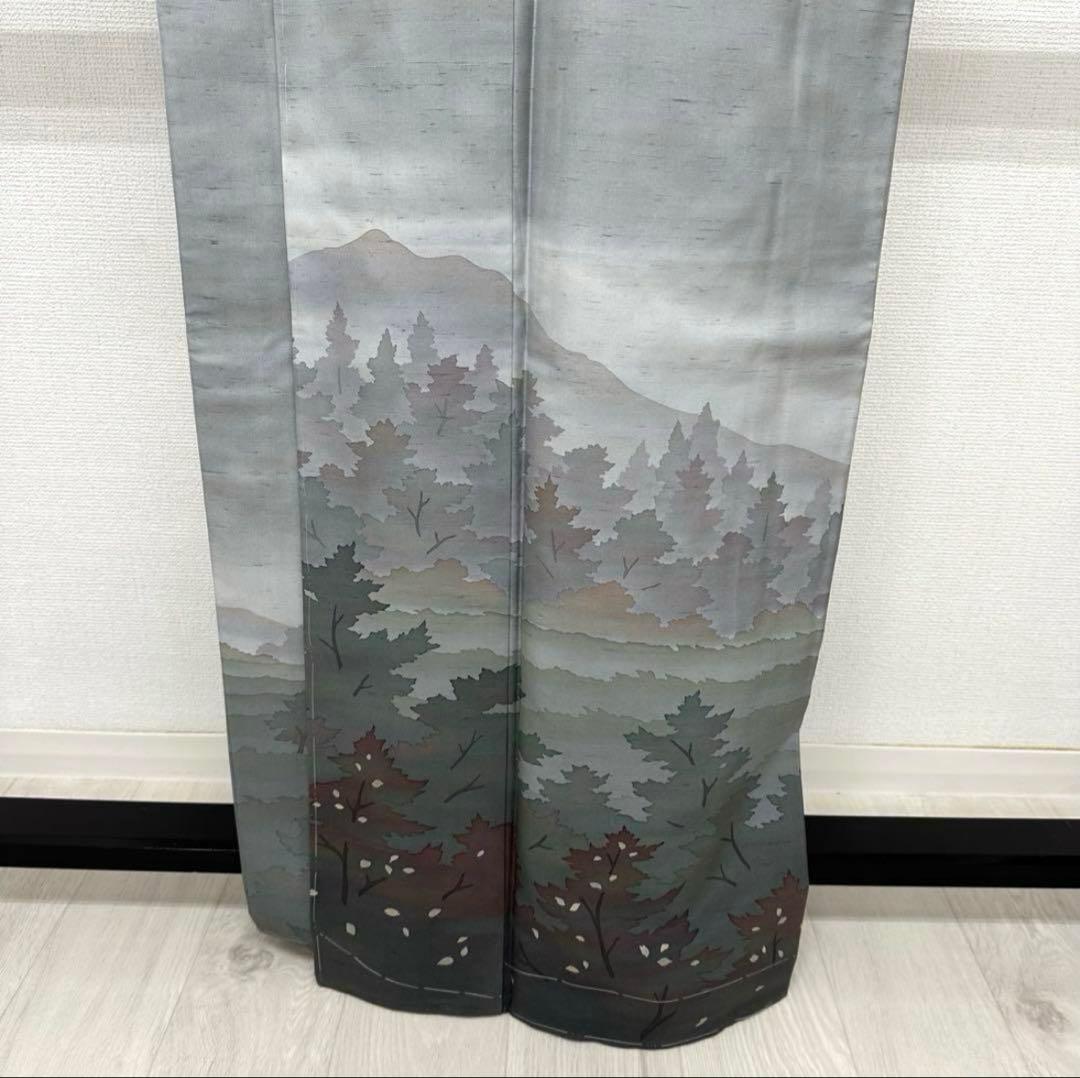 ら*ん様 本場 牛首紬 白山工房 訪問着 着物 正絹 証紙付き 袷 広衿 RK-