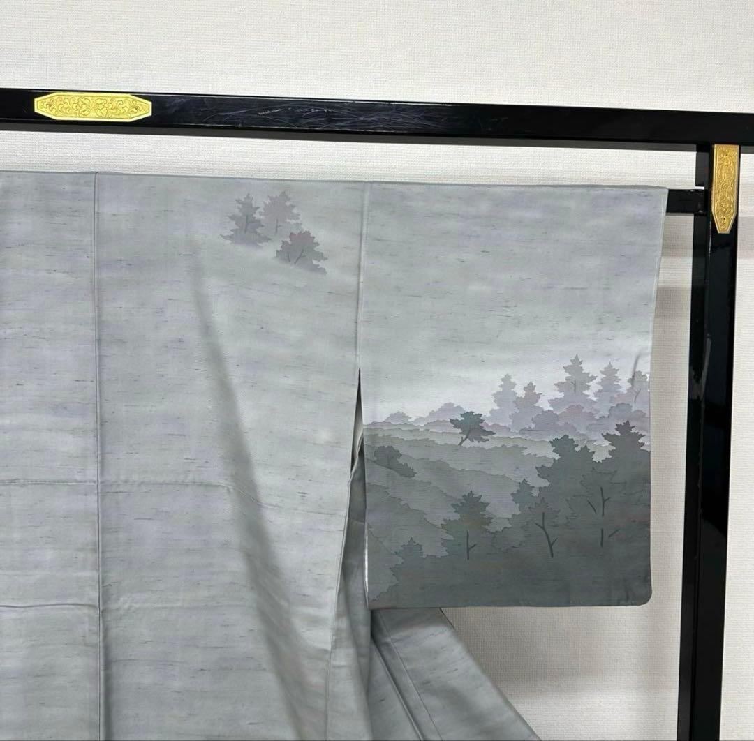 ら*ん様 本場 牛首紬 白山工房 訪問着 着物 正絹 証紙付き 袷 広衿 RK-