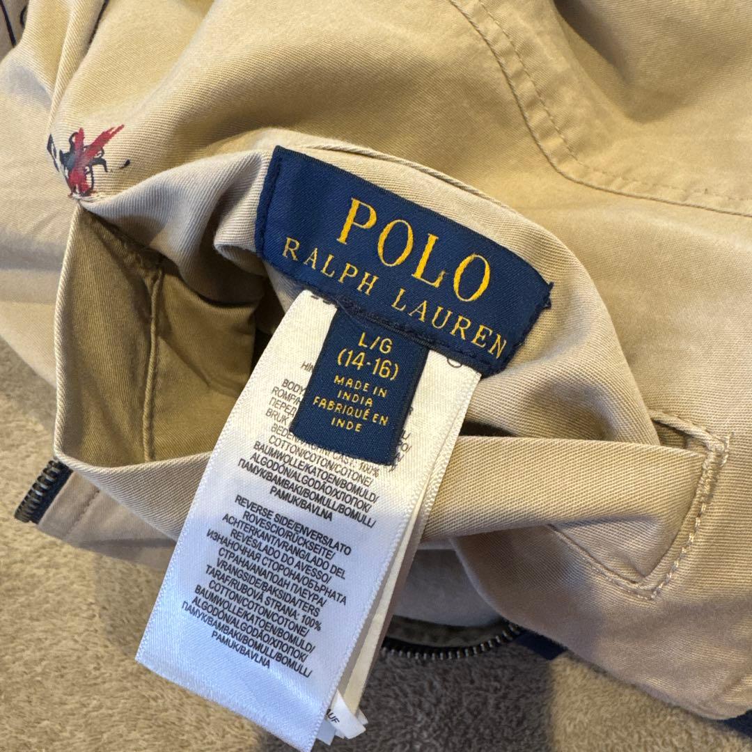 Polo ラルフローレン　リバーシブル刺繍入りベージュブルゾン160cm