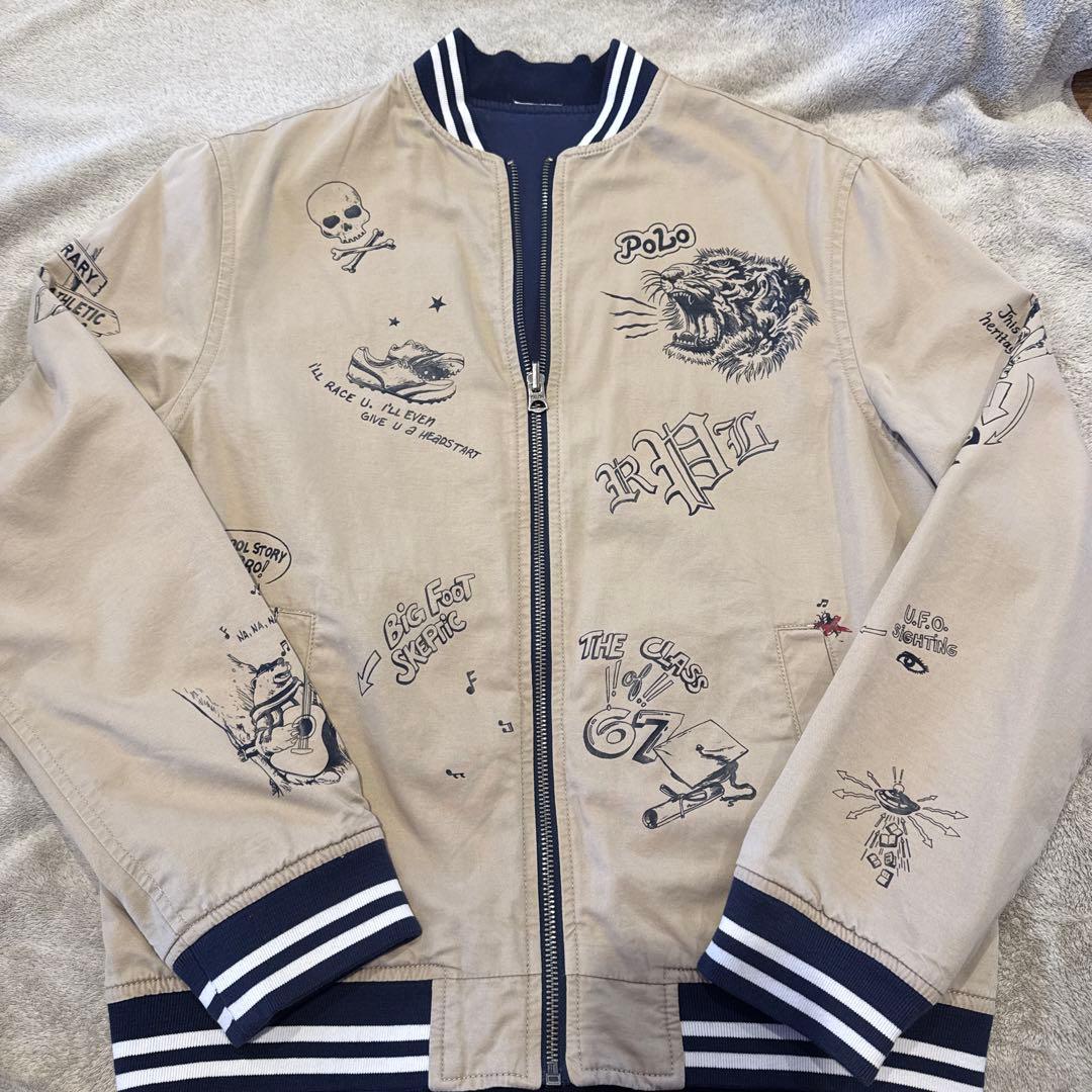 Polo ラルフローレン　リバーシブル刺繍入りベージュブルゾン160cm