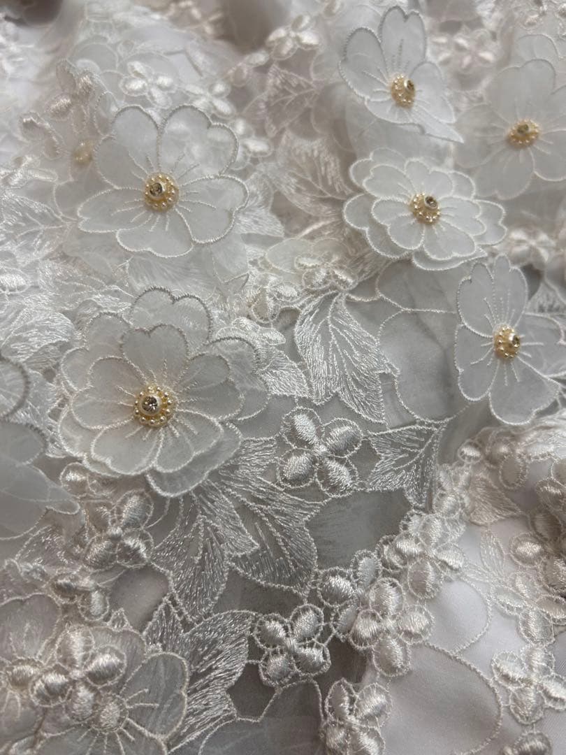 日本製 ヴィンテージ　贅沢な高級レース ウェディングドレス 9号　レトロ