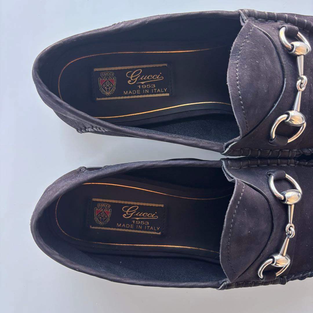 【新品未使用】GUCCI スエードローファーブラック 7
