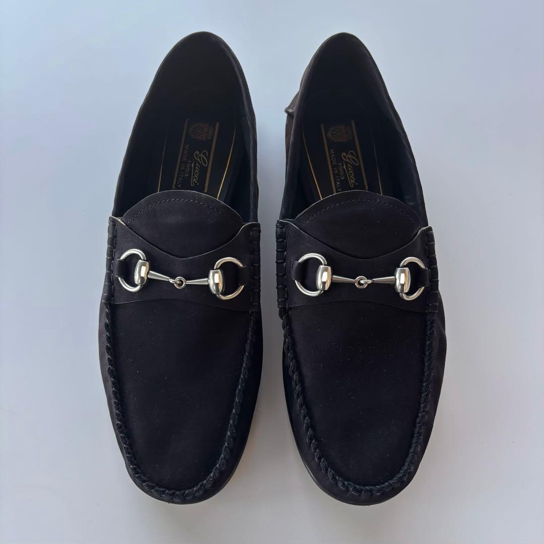 【新品未使用】GUCCI スエードローファーブラック 7