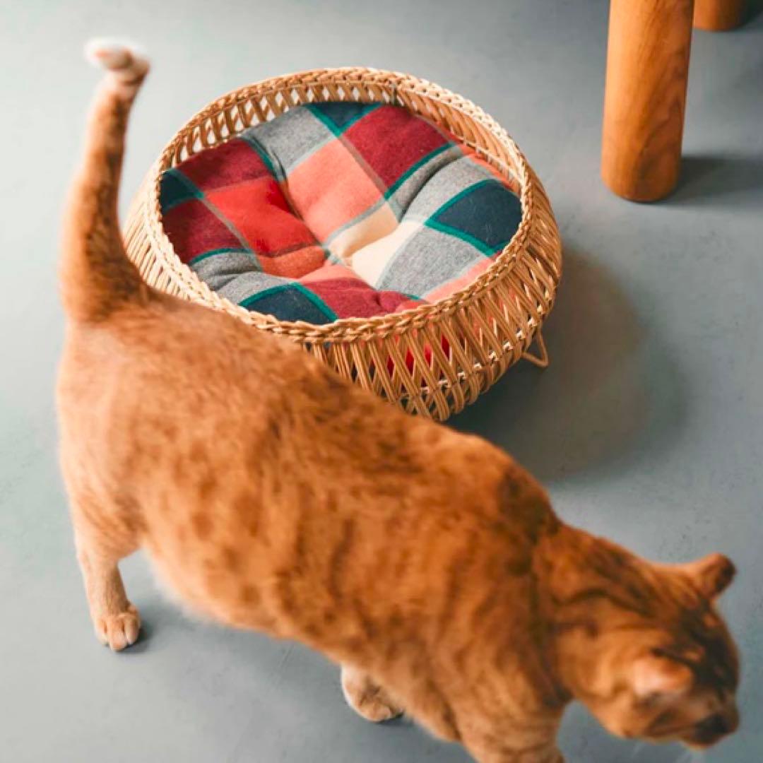 【美品】オルネコ オリジナル・スタンドバスケット　天然素材 編み込みバスケット