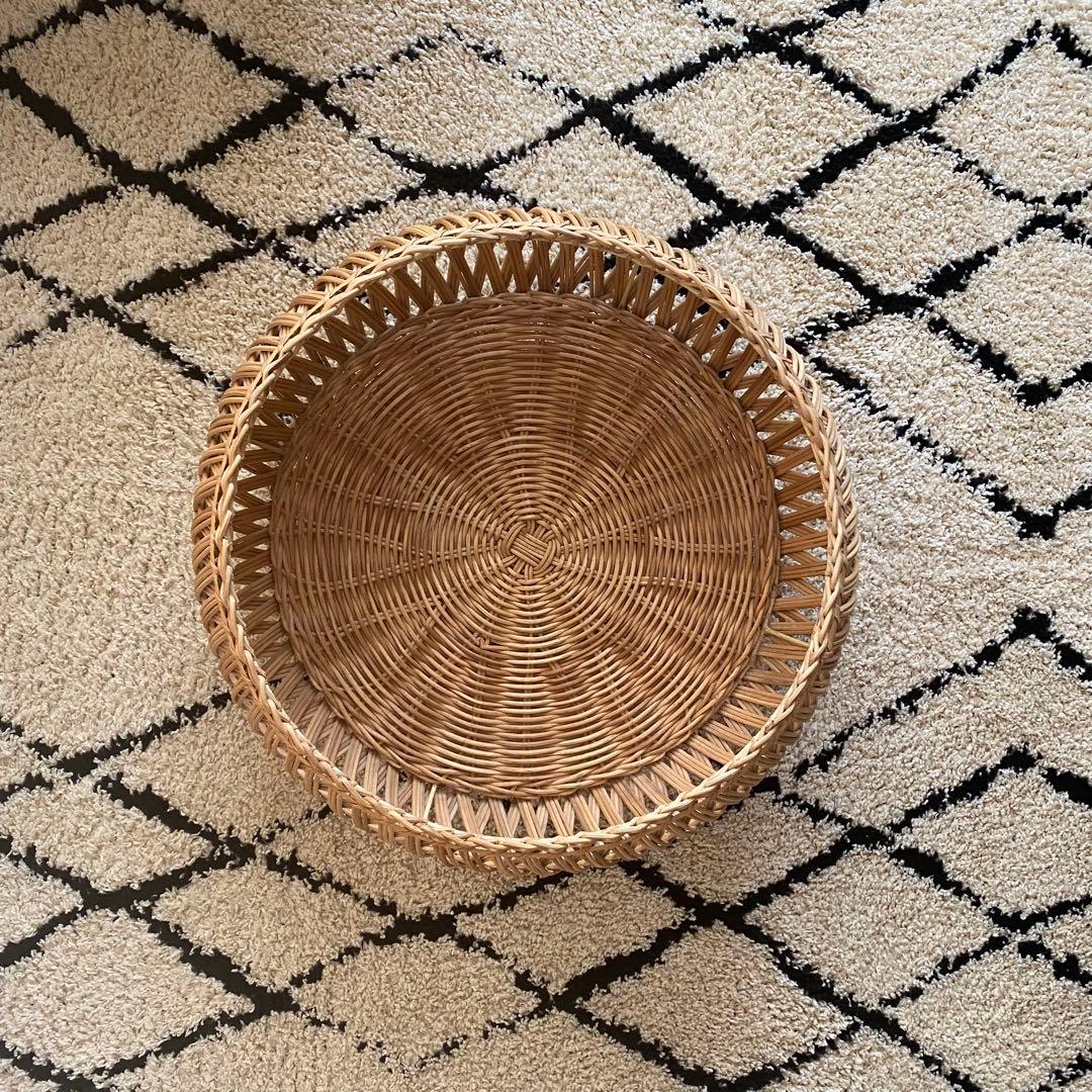 【美品】オルネコ オリジナル・スタンドバスケット　天然素材 編み込みバスケット