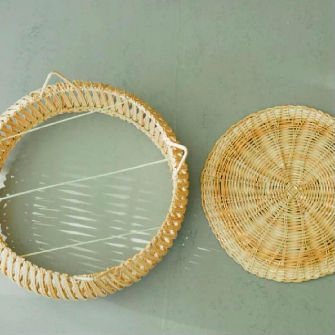 【美品】オルネコ オリジナル・スタンドバスケット　天然素材 編み込みバスケット