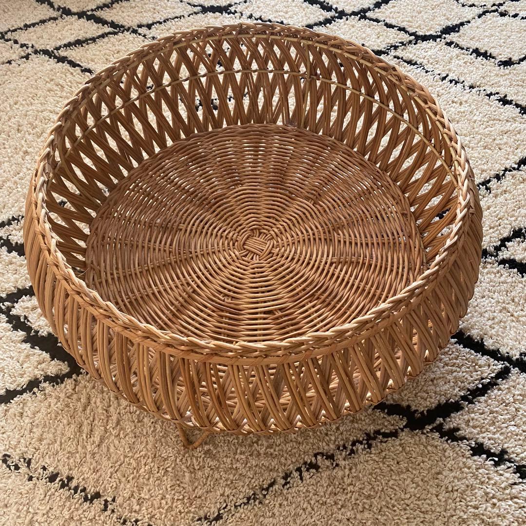 【美品】オルネコ オリジナル・スタンドバスケット　天然素材 編み込みバスケット