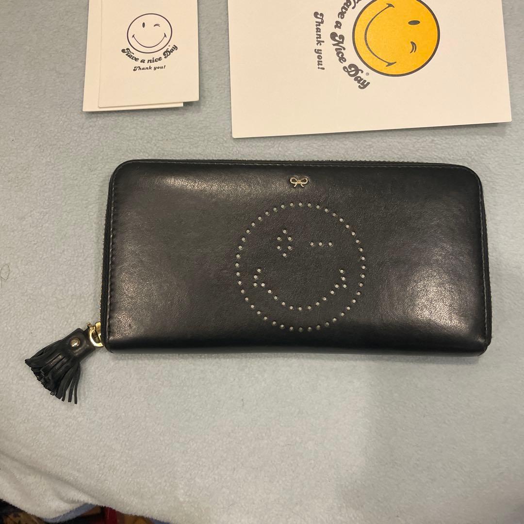 Masa3693　アニアハインドマーチ　長財布　スマイリー　ブラック