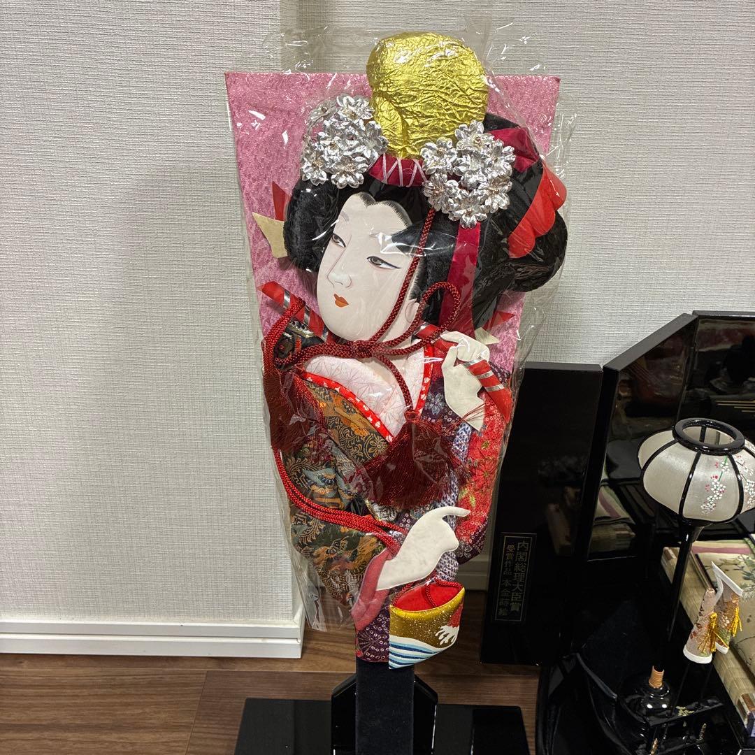 【引き取り限定】極上手造り木製品　雛人形 伝統的な雛人形　内閣総理大臣賞 羽子板