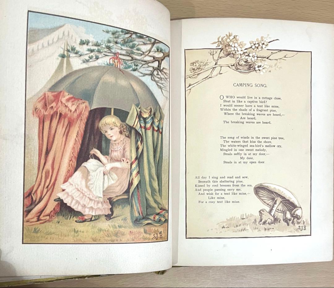 No349希少 アンティーク 古書 洋書 絵本 ビクトリアン児童書 童謡 詩集