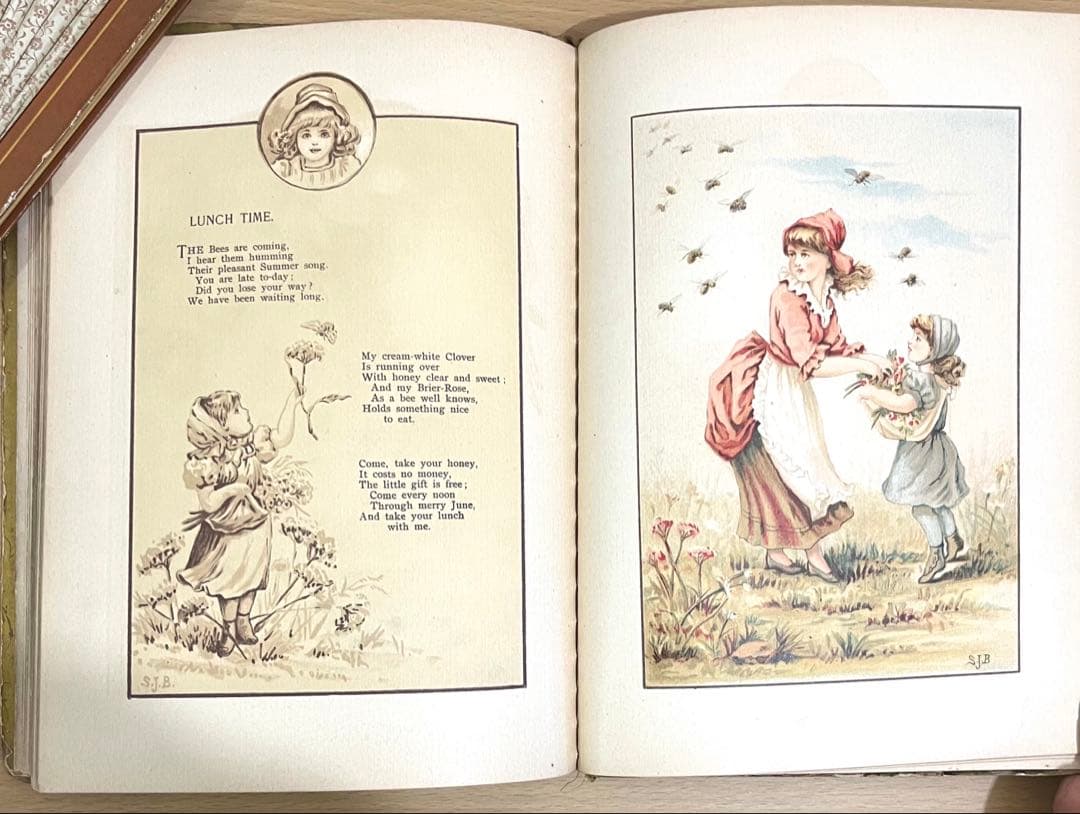 No349希少 アンティーク 古書 洋書 絵本 ビクトリアン児童書 童謡 詩集