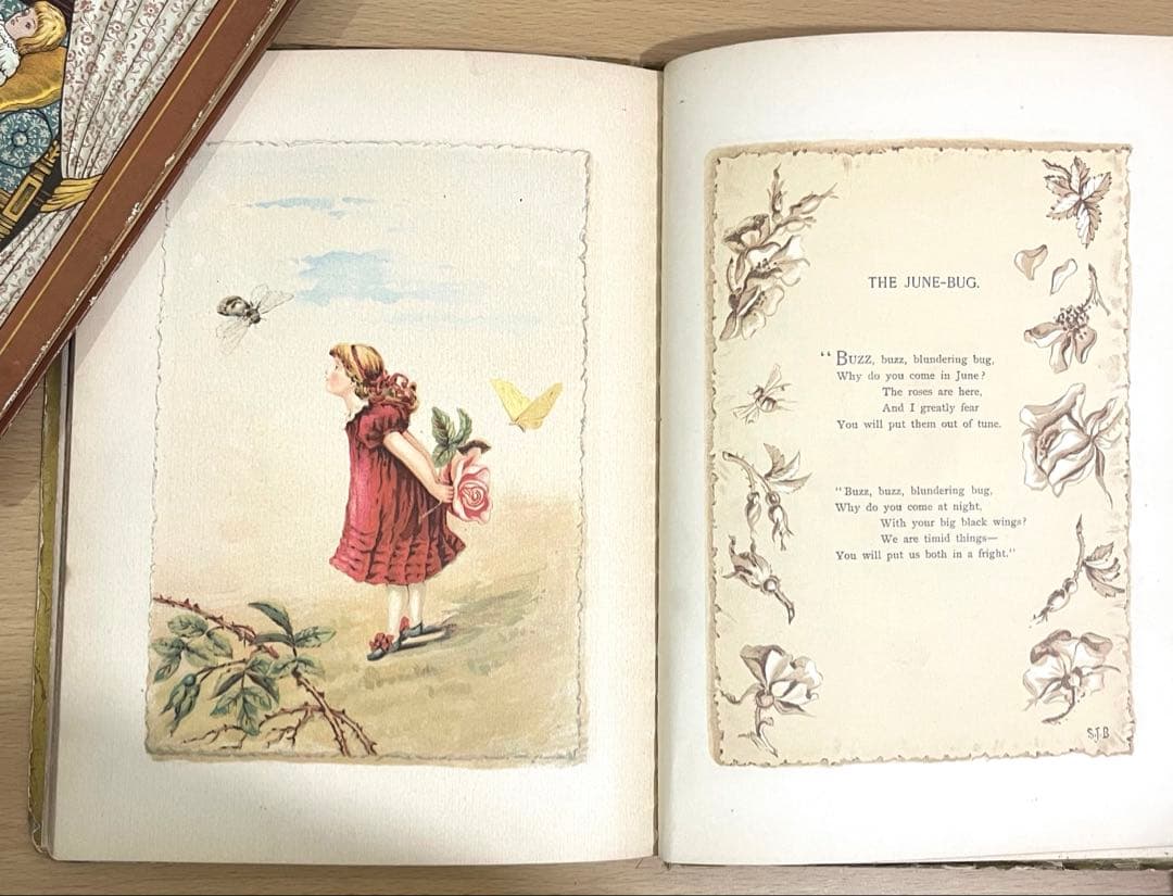 No349希少 アンティーク 古書 洋書 絵本 ビクトリアン児童書 童謡 詩集
