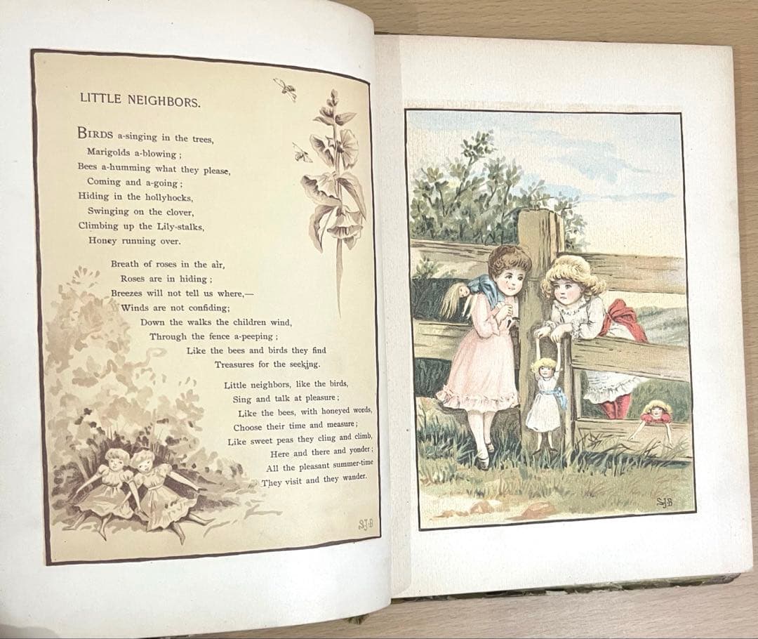 No349希少 アンティーク 古書 洋書 絵本 ビクトリアン児童書 童謡 詩集