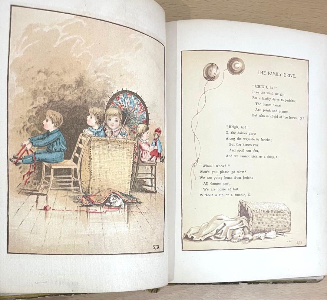 No349希少 アンティーク 古書 洋書 絵本 ビクトリアン児童書 童謡 詩集