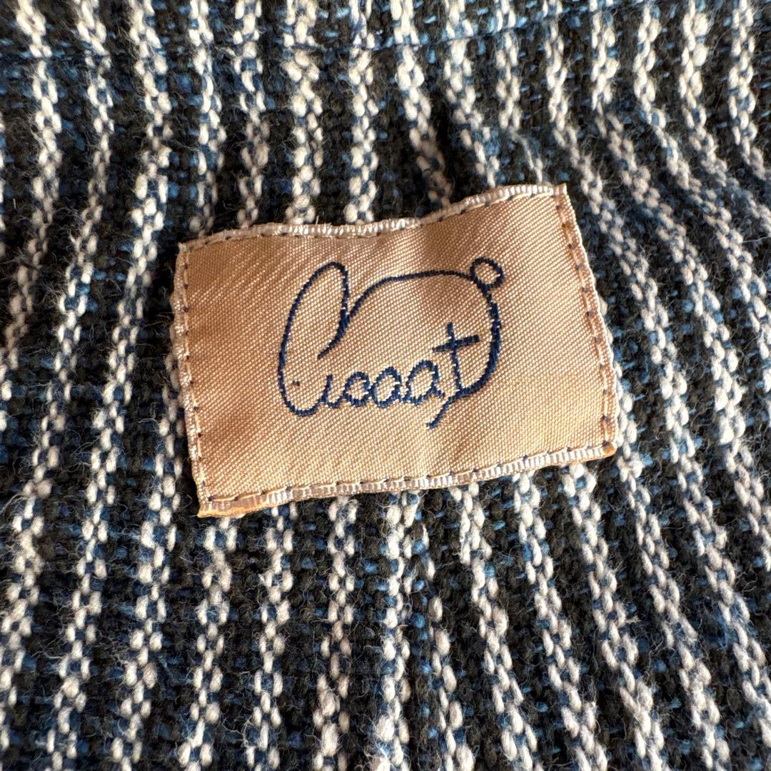 うさとの服  usaato ヘンプコットン 藍染めボーダー ストレートパンツ美品