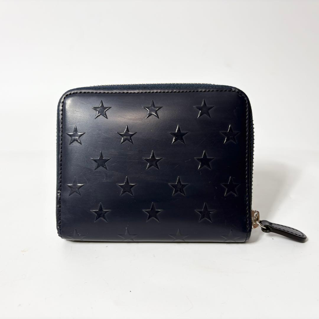 ポーター　スターフラッグ　ネイビー×カーキ　ガラスレザー　コンパクトウォレット.