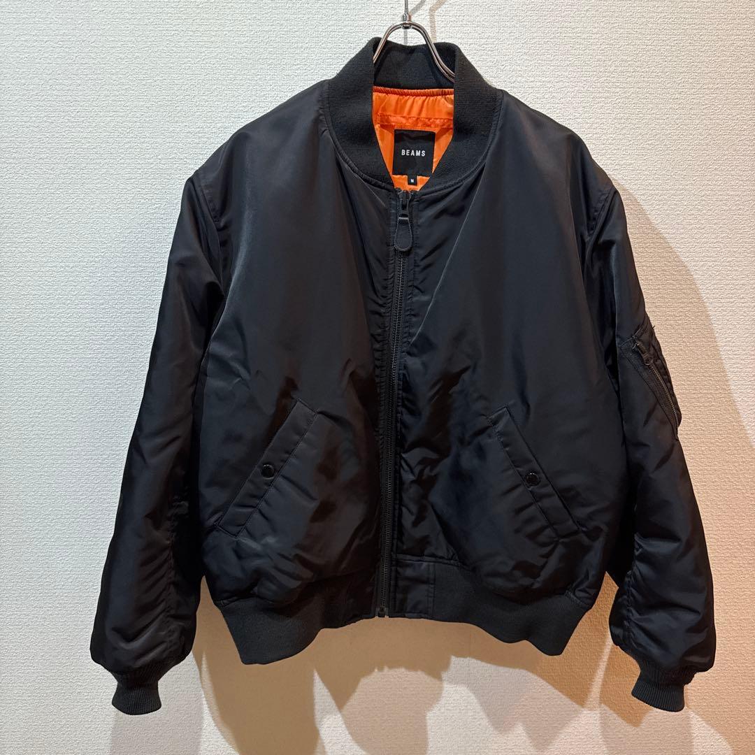 BEAMS MA-1 リラックスフィット 中綿ジャケット　ブラックM