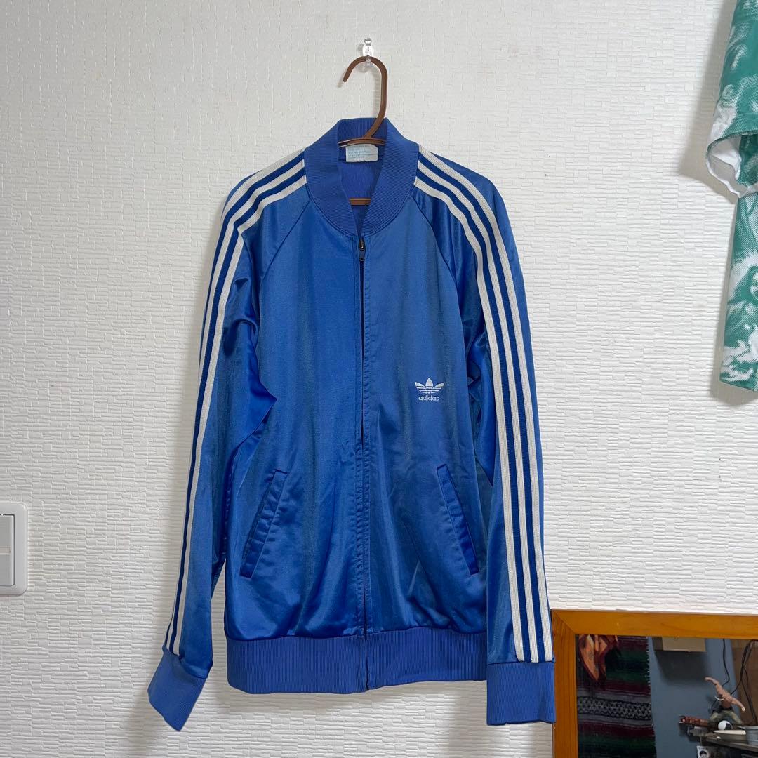 70年代〜80年代 ATP トラックジャケットトリアセテート混 光沢ブルー