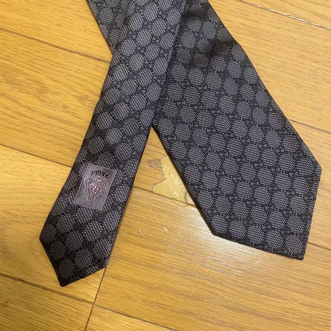 GUCCI ブラウン パターンネクタイ