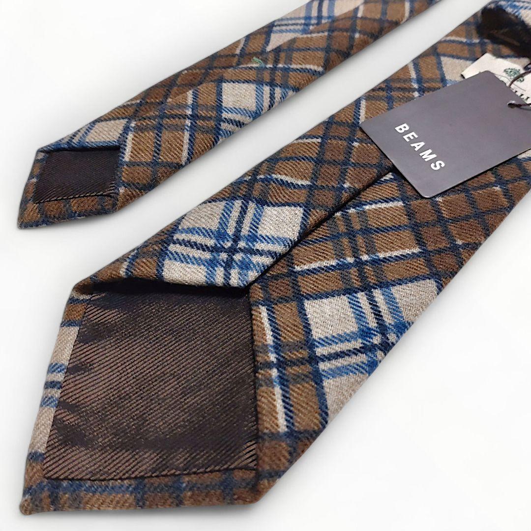 ✨新品未使用✨ルイジボレッリ BEAMS　ネクタイ　チェック柄　ブラウン　ウール