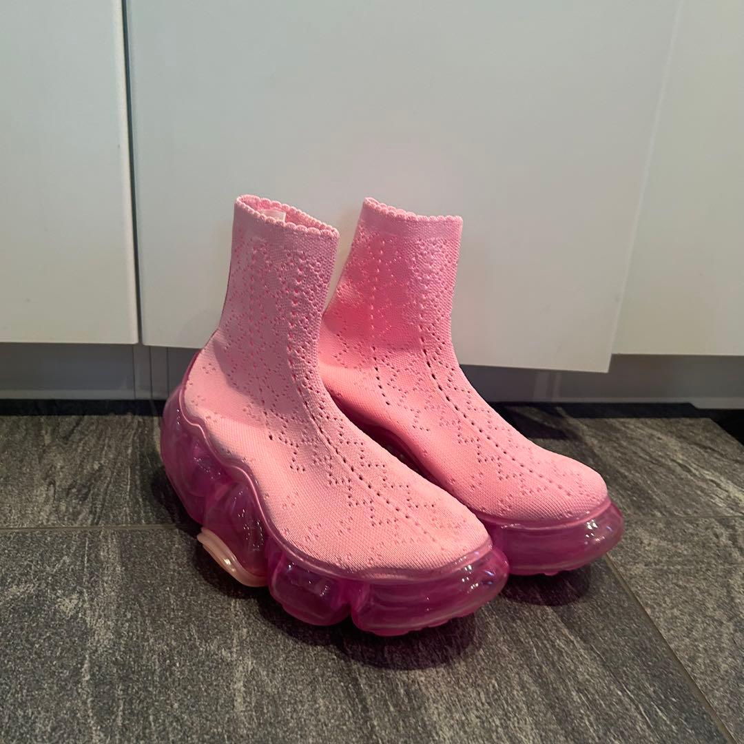 grounds moopie レースニットブーツ ピンク