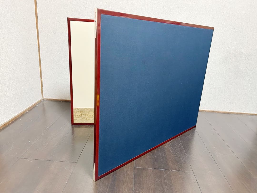 ほぼ未使用 茶道具 版画 風炉屏風先 溜塗縁 鶴 元箱