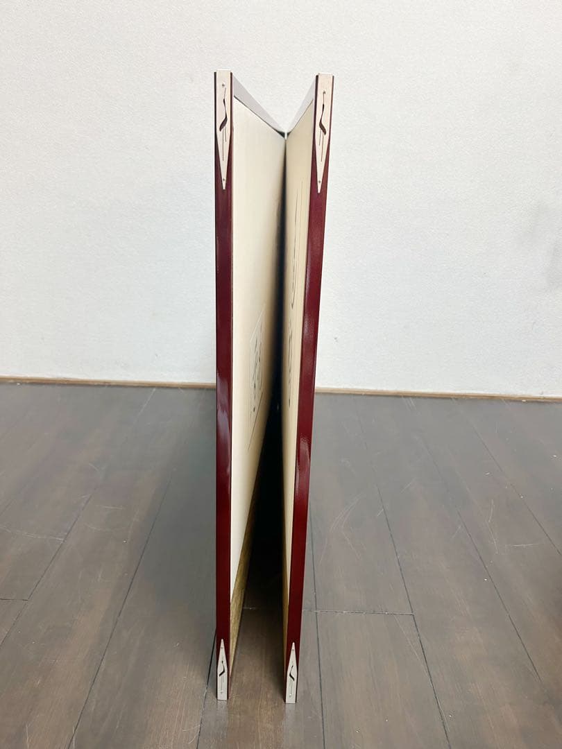 ほぼ未使用 茶道具 版画 風炉屏風先 溜塗縁 鶴 元箱