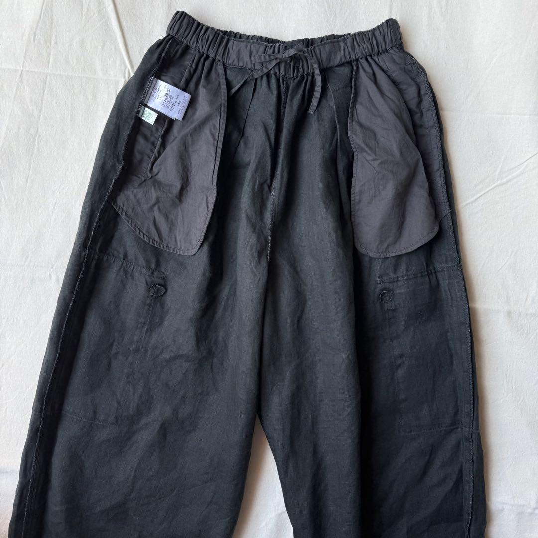 かぐれ　リネンユーティリティーパンツ　サイズフリー　インクブラック
