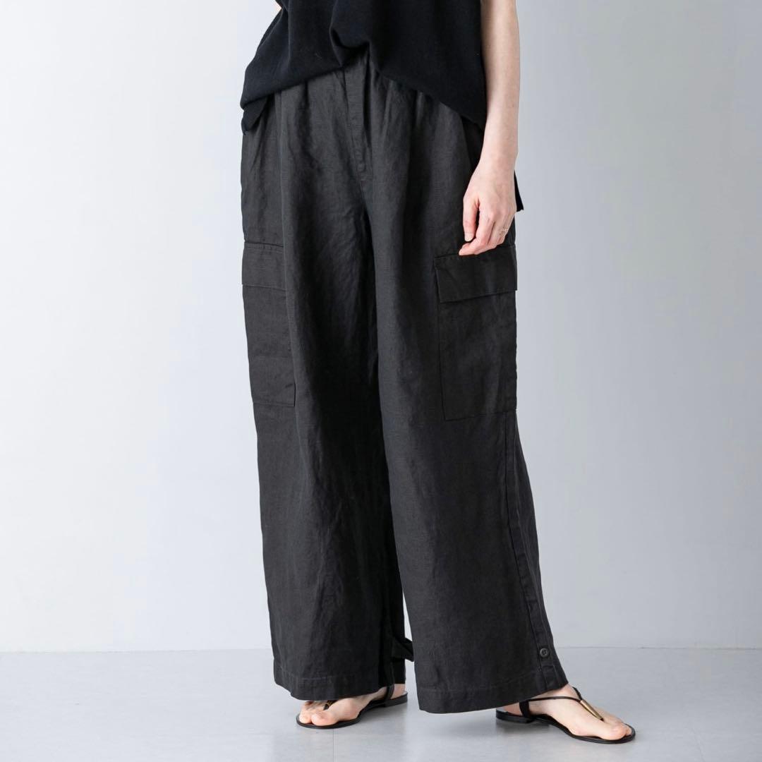 かぐれ　リネンユーティリティーパンツ　サイズフリー　インクブラック