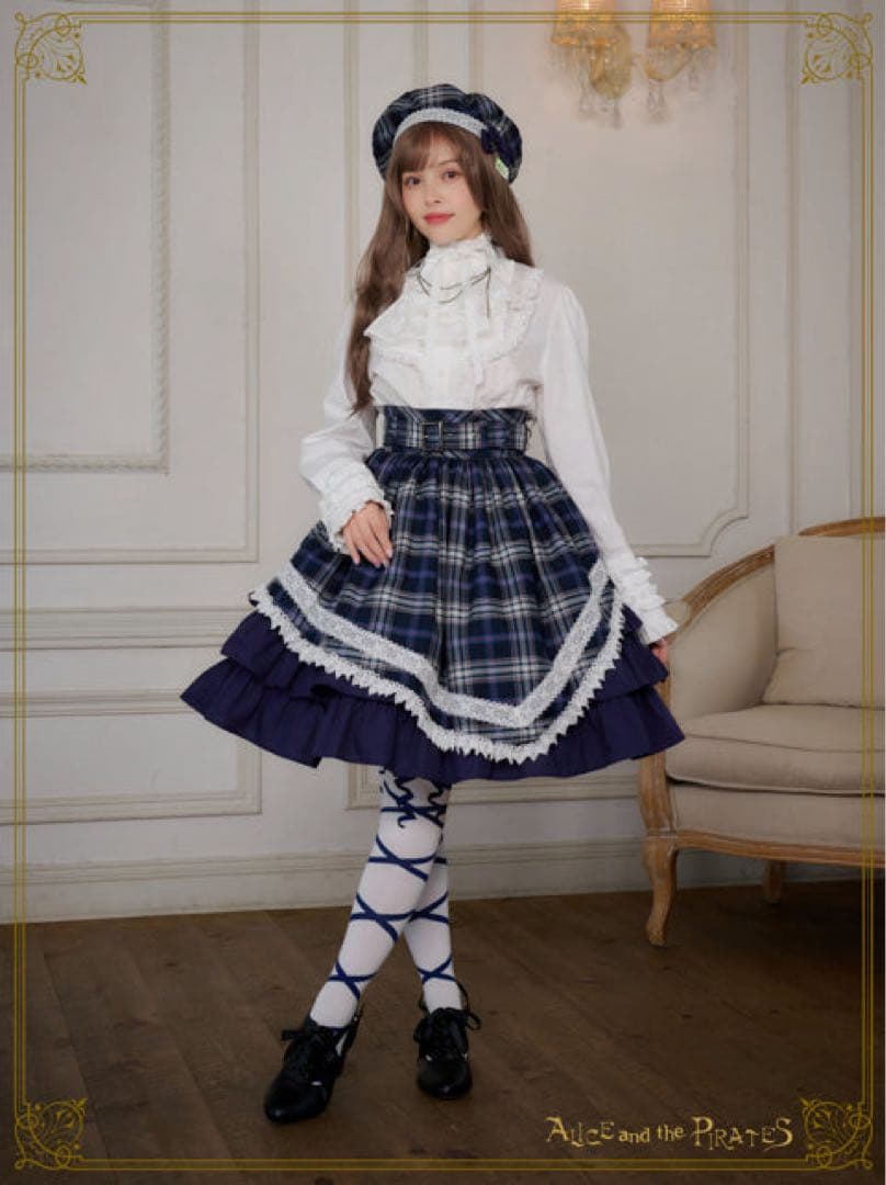 alice and the pirates タータンチェックスカート　ネイビー