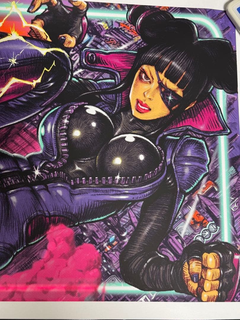 ロッキンジェリービーンxストリートファイター　ジュリ　シルクスクリーンポスター