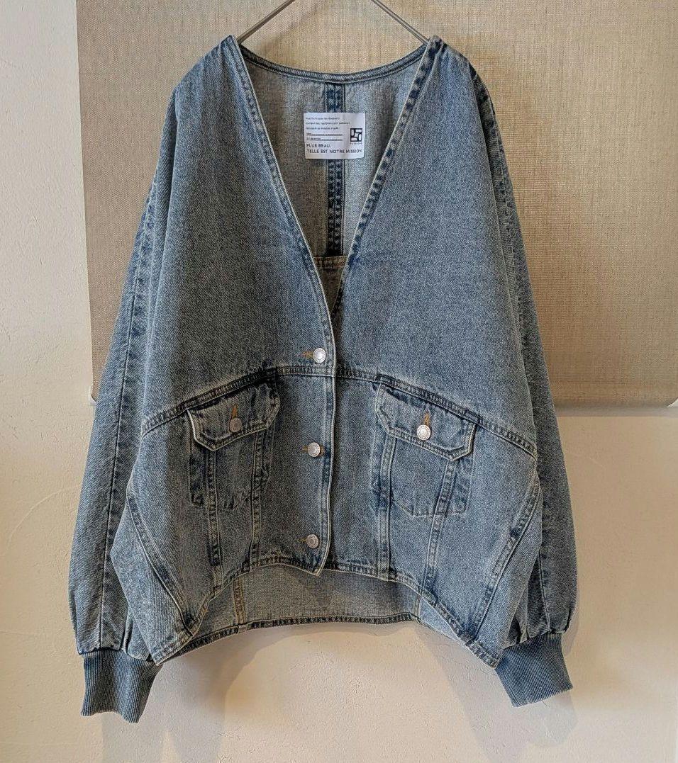 PASSIONE　パシオーネ　デニム Vネック ノーカラー ジャケット