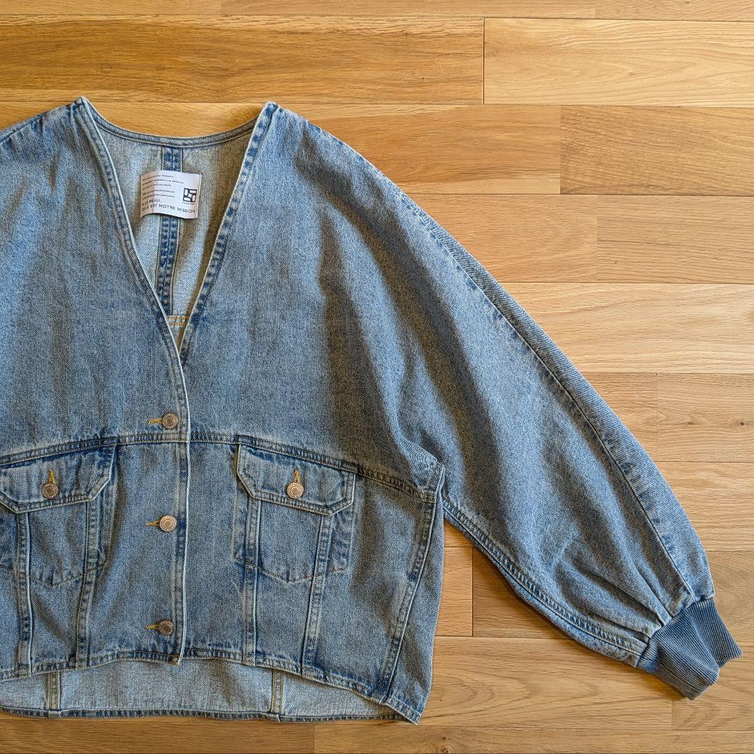 PASSIONE　パシオーネ　デニム Vネック ノーカラー ジャケット