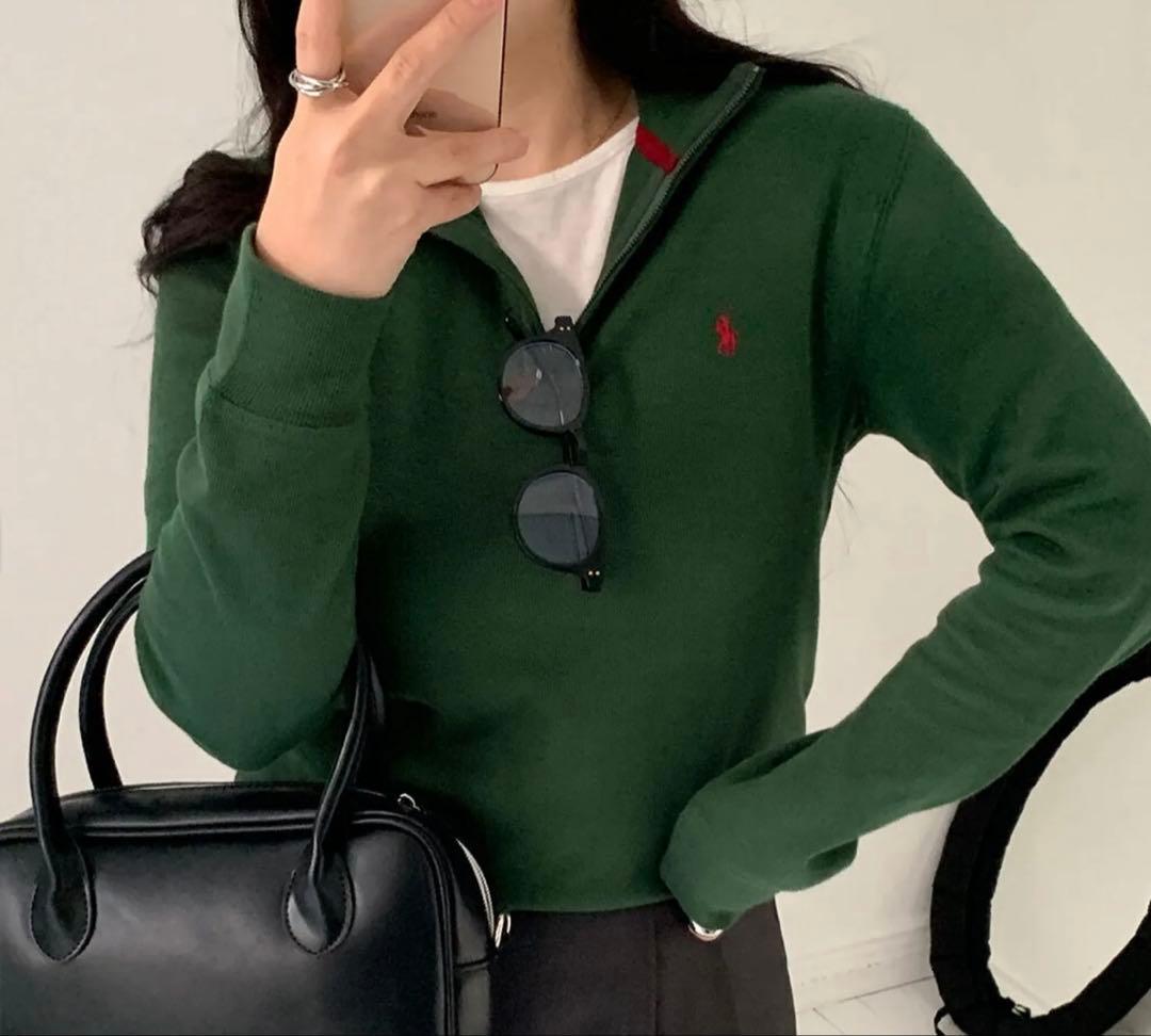 新品　poloラルフローレン ハーフジップ ポニーワンポイント グリーン