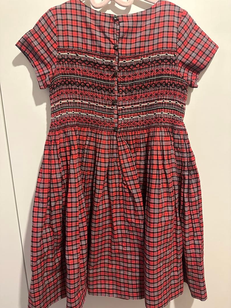 BONPOINT ボンポワン☆デュセス チェック 赤 ワンピース