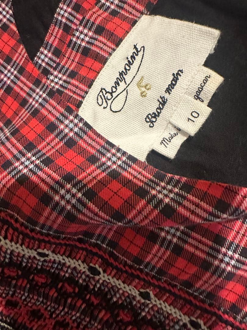 BONPOINT ボンポワン☆デュセス チェック 赤 ワンピース