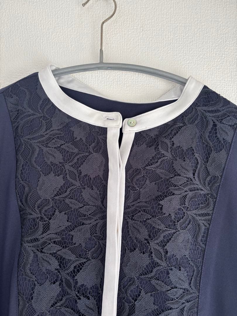 maison echelle(メゾンエシェル)レースドッキングプリーツワンピース