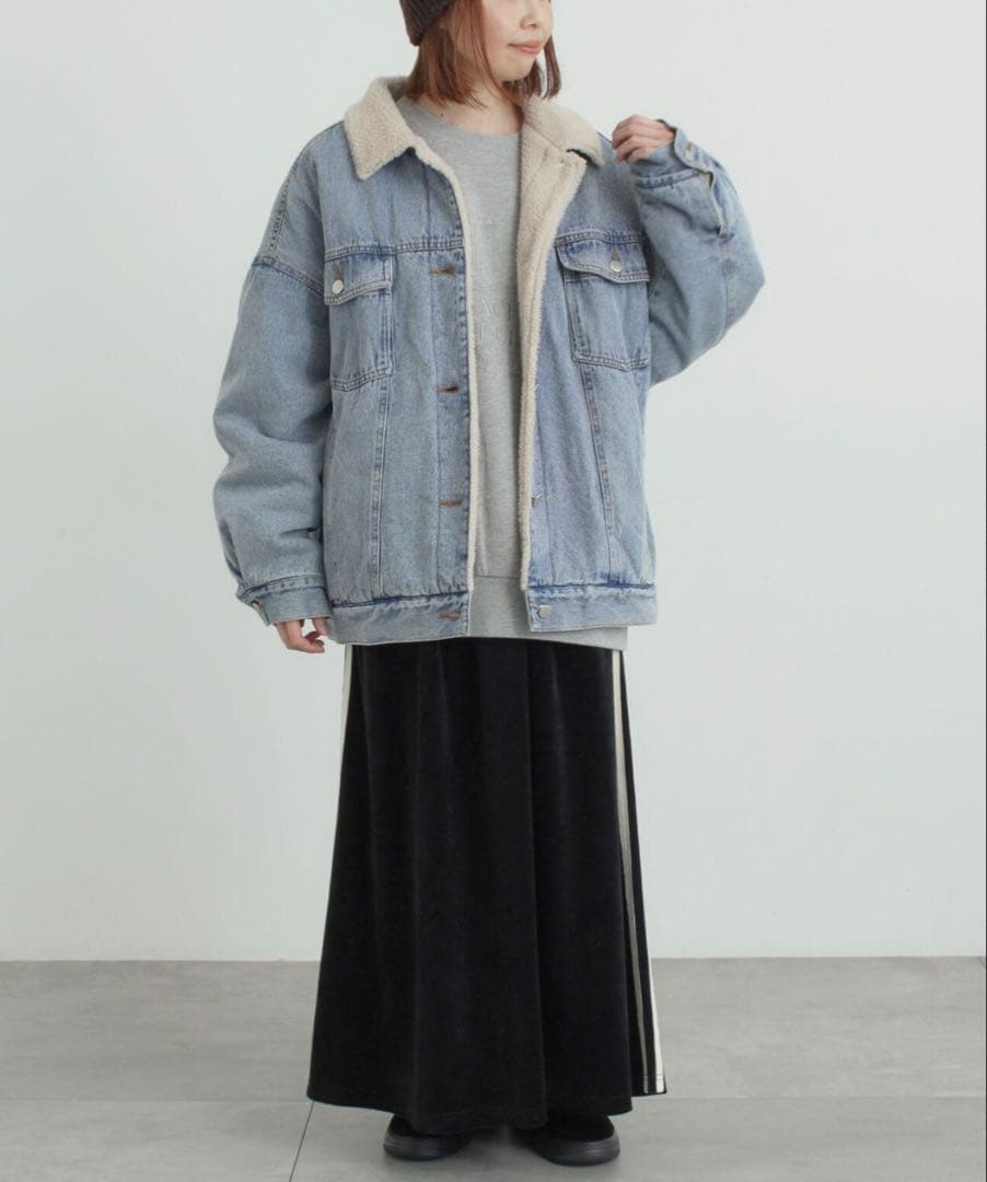 サマンサモスモスデニムジャケット　デニムボアジャケット　ブルー