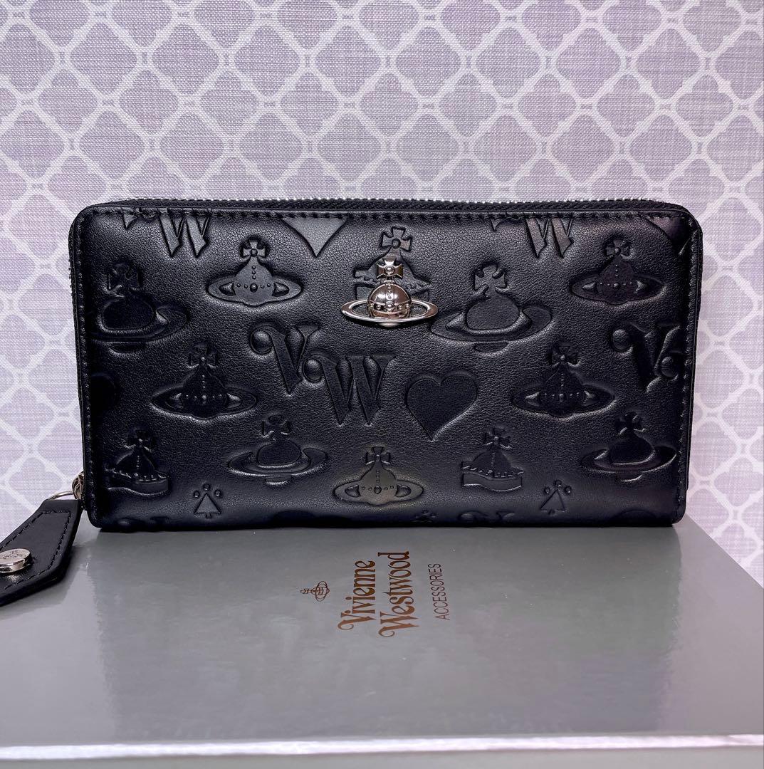 【内側に素敵な柄✩】Vivienne Westwood 長財布 黒マット