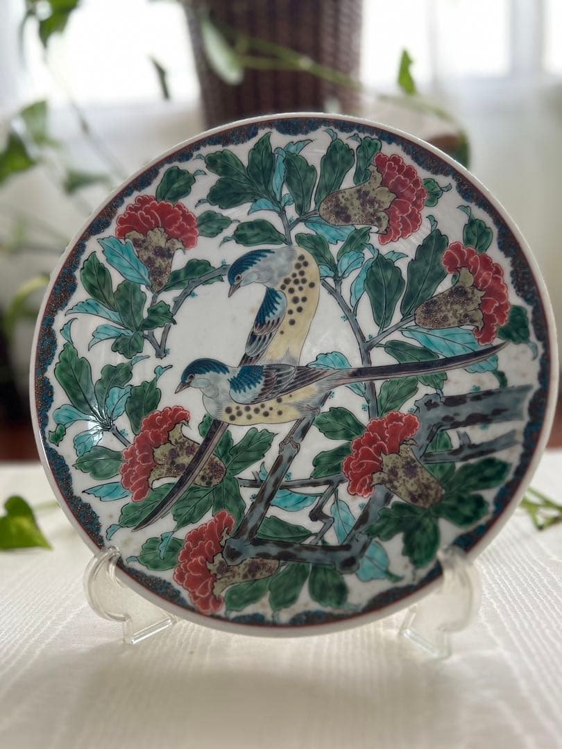 鳥と花のデザイン 陶磁器皿