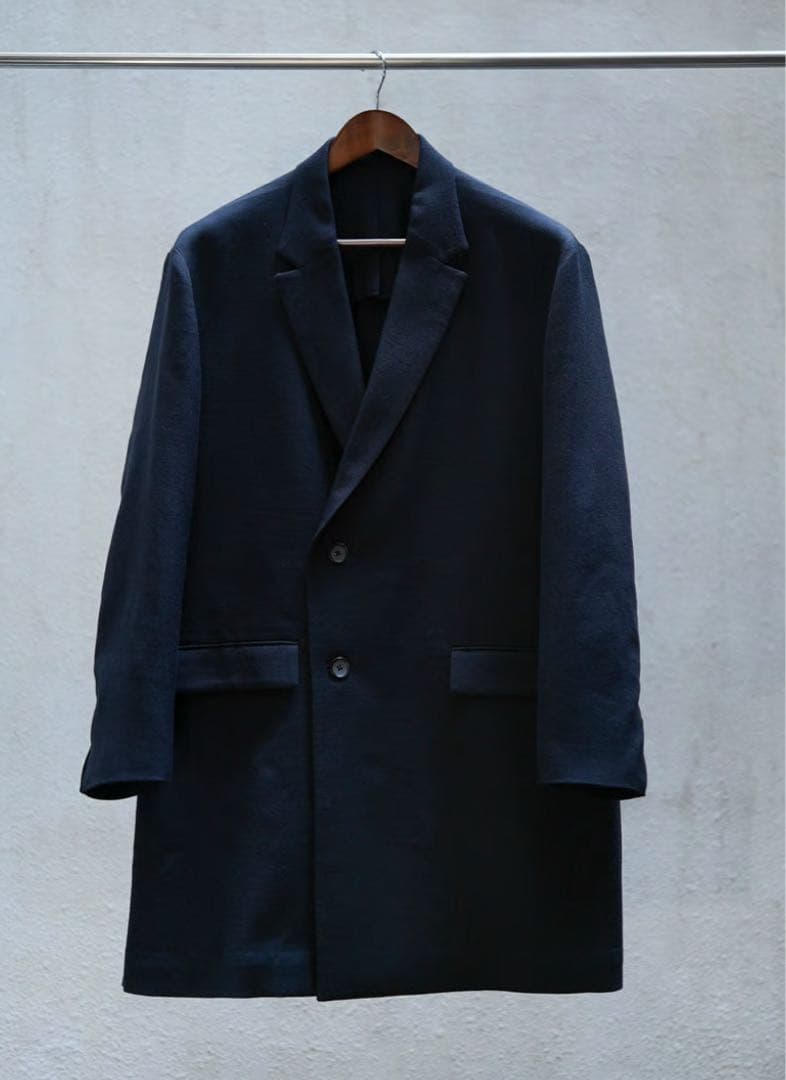 MBハイエンド尾州ウール テーラードジャケットコート　ネイビー