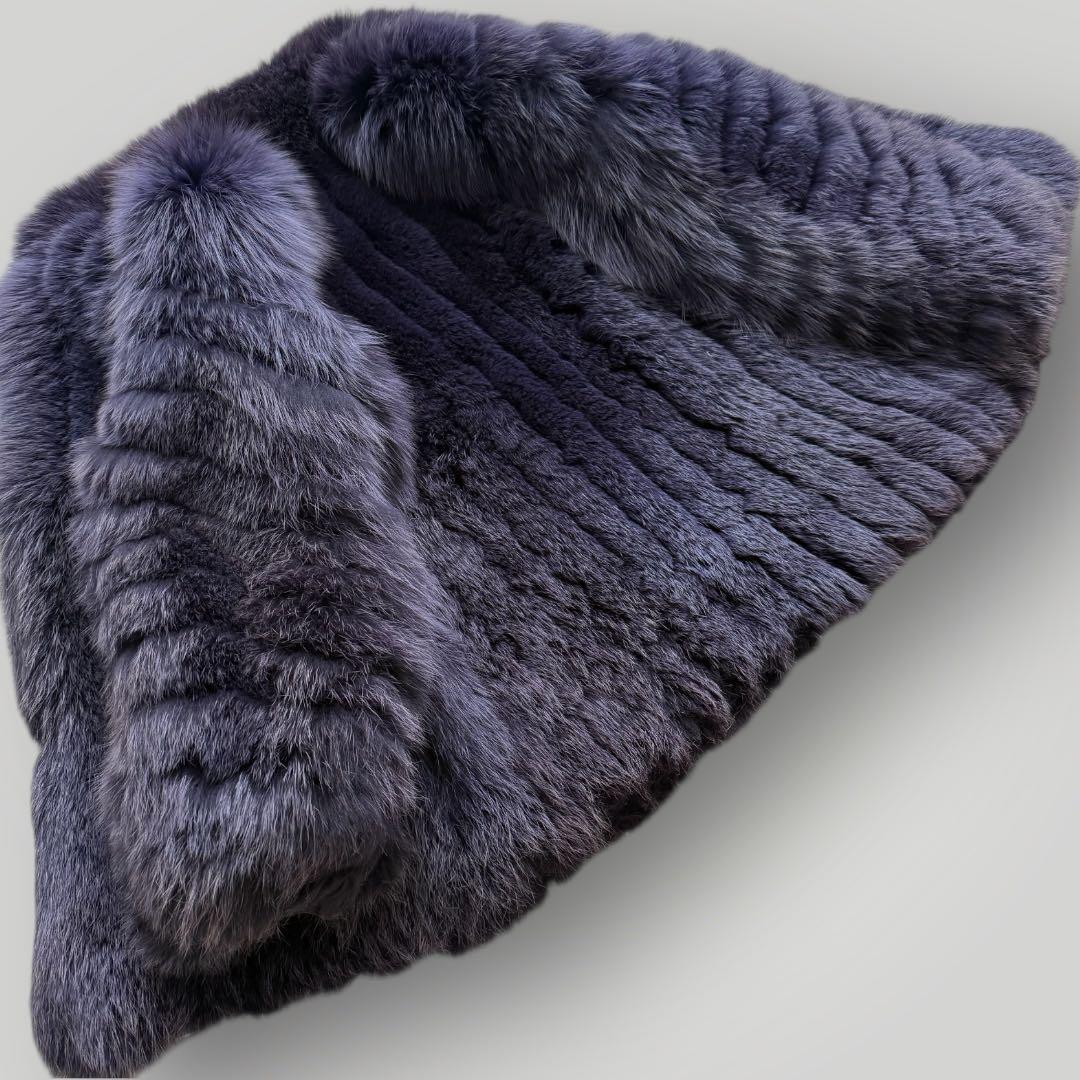 本毛皮☆SAGA FOX カラーフォックス パープル 染め ファーコート 13号