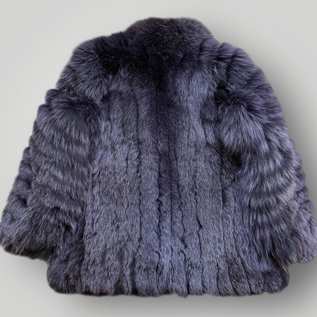 本毛皮☆SAGA FOX カラーフォックス パープル 染め ファーコート 13号