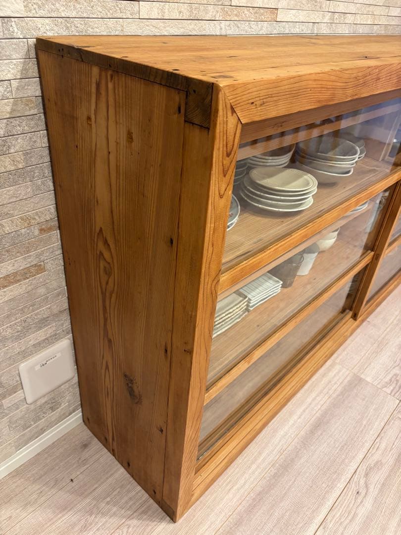 古家具　水屋箪笥　キャビネット 食器棚　収納　本箱　ガラス　古道具　アンティーク